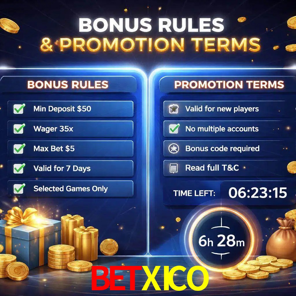 Reglas de promoción BETXICO y condiciones de bonos explicadas visualmente