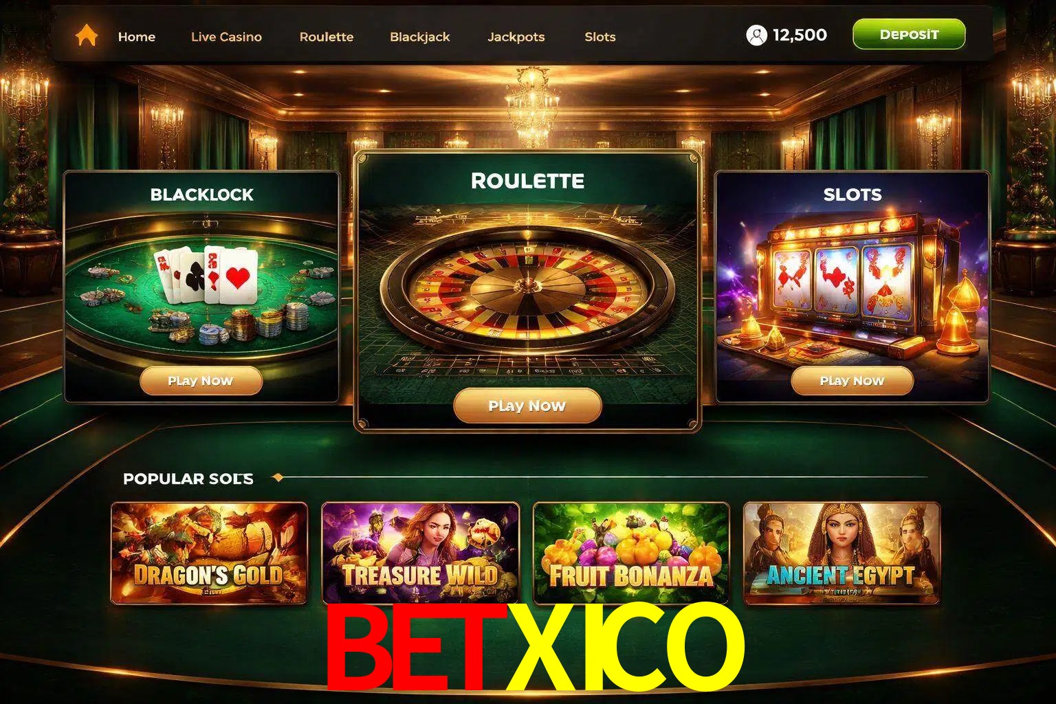 Vista de la plataforma BETXICO Casino mostrando categorías organizadas de juegos en línea